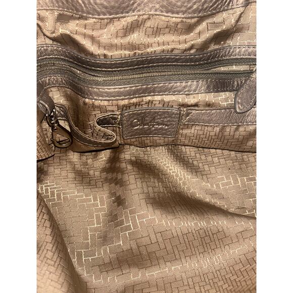 Cole Haan Leather Denney Shoulder Slouchy Hobo Bag Metallic Silver - Picture 10 of 12